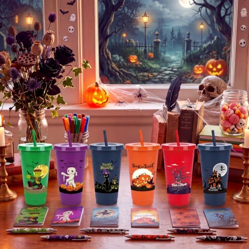 LemonRoad 36 Pcs Halloween Party Favors Set 12 Tumblers12 Pens 12