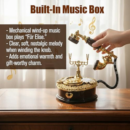 Big Telephone Trinkets 7x8'' Vintage Musical Jewelry Box with Drawer