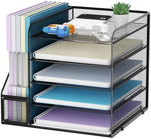 Marbrasse Desk Organizers and Accessories, 5-Tier Paper Letter Tray
