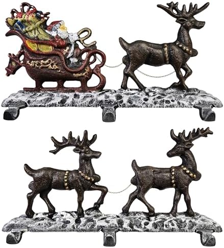Lulu Decor, 100% cast Iron Decorative Christmas Stocking Holders for