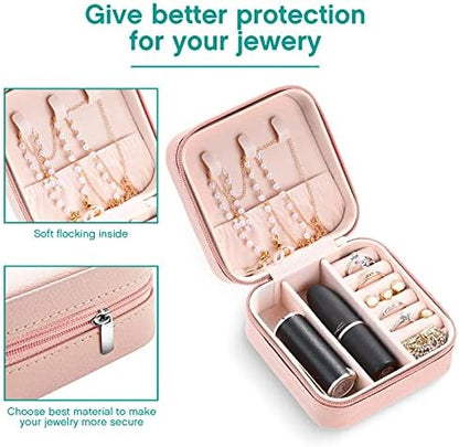 Hicarer 4 Pcs Travel Jewelry Boxes, PU Leather Portable Organizer
