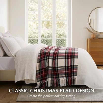 EverGrace Chenille Christmas Throw Blanket, 50"x60", White Stewart