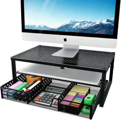 Simple Trending Monitor Stand Riser with Drawer, Laptop Stand for Desk