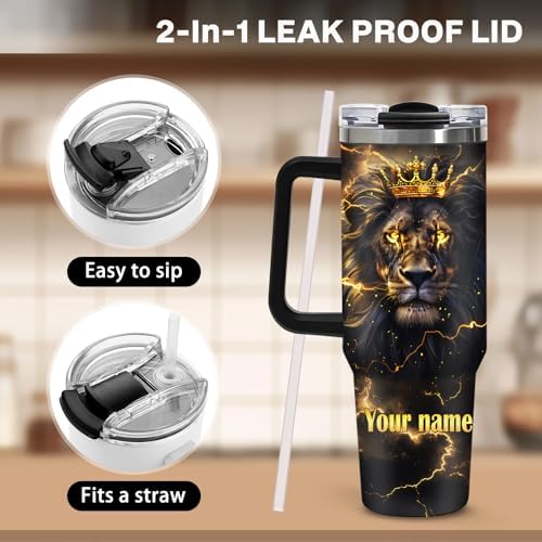 Jekeno To My Son Lion King Tumbler with Handle and Straw 40oz |Custom