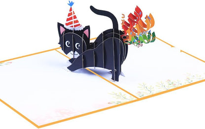 ROBBEAR Funny Cat Pop Up Birthday Card, Funny 3D Birthday Cards for