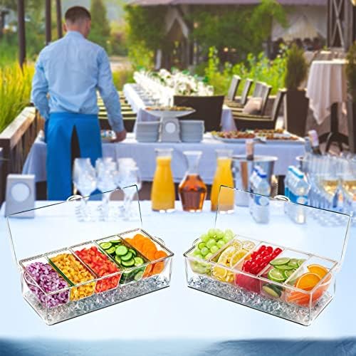 INNOVATIVE LIFE Bar Serving Tray on Ice with 5 Compartments Container