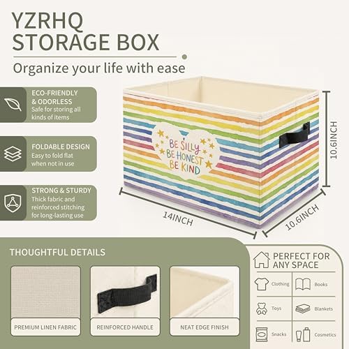 Rainbow Play Room Storage Bins with Handles, Playroom Decor