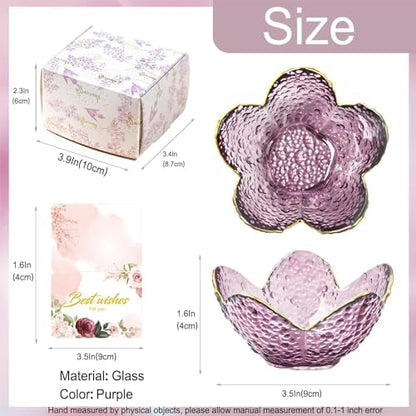 Purple Flower Jewelry Dish Glass Ring Holder Dish Jewelry Tray Cute
