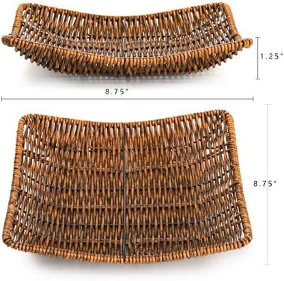 Yesland 6 Pack Imitation Wicker Bread Baskets, 9 x 9 Inch Square Bread