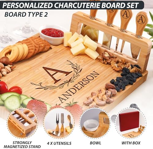 Personalized Charcuterie Board for Couple, Custom Engraved Large
