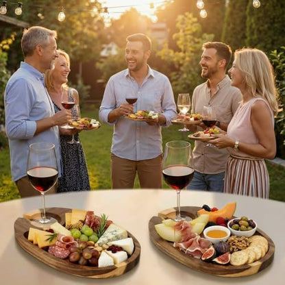 SiliFine 6 Pcs Wine Appetizer Plates with Wine Glass Holder, Oval