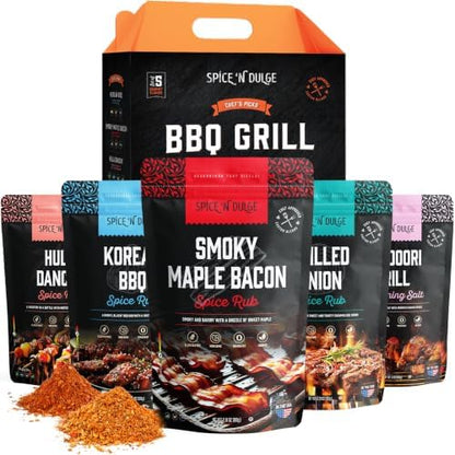 BBQ Grilling Rubs & Grill Seasonings Gift Set, 5 Gourmet Smoking Spice