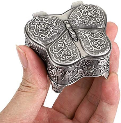 Hipiwe Vintage Metal Jewelry Trinket Box Butterfly Shape Jewelry