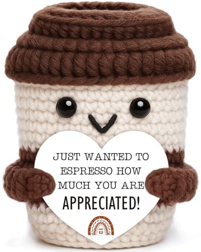 Mini Appreciation Office Gift for Women Men Coworkers Crochet Coffee