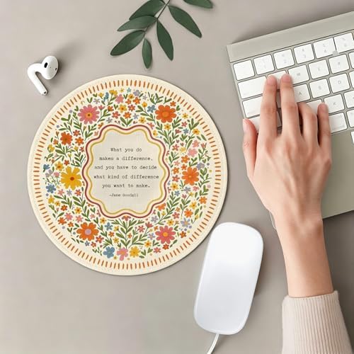 Inspirational Boho Colorful Floral Round Mouse Pad 7.9x7.9 Inch
