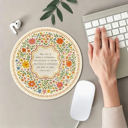 Inspirational Boho Colorful Floral Round Mouse Pad 7.9x7.9 Inch
