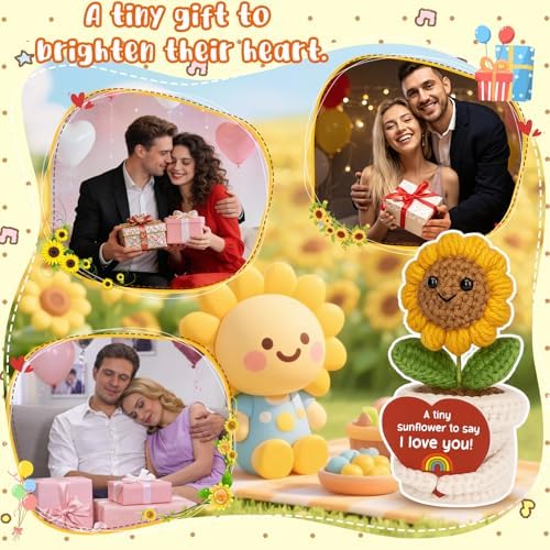 I Love You Crochet Sunflower Gifts For him her Birthday Valentine's