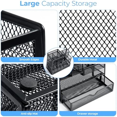 M&G Mesh Pen Holder for Desk, Multi-Functional Pencil Holder with