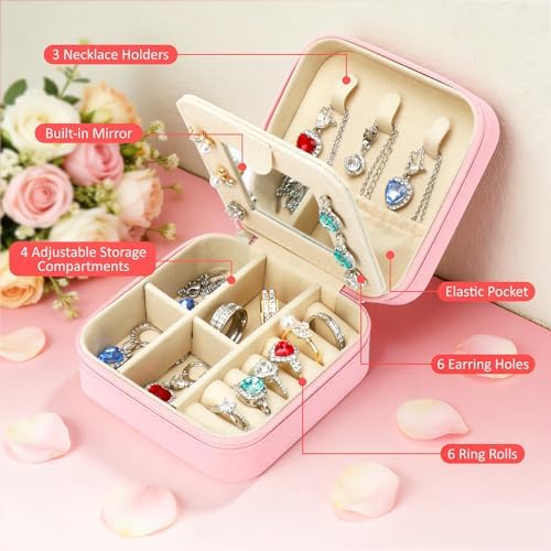 Initial Personalized Travel Jewelry Box Case Small For Girls Kids