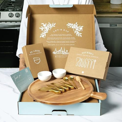 Charcuterie Board Set with Serving Accessories, Acacia Wood