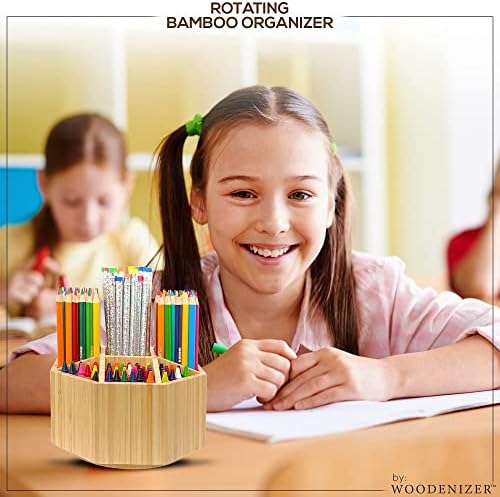 Bamboo Art Supply Organizer - Pencil & Pen Holder - Kids & Adults Desk