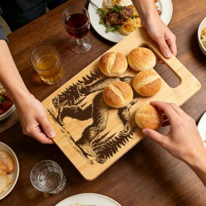 Bigfoot Sasquatch Bamboo Cutting Board for Men Women Campers