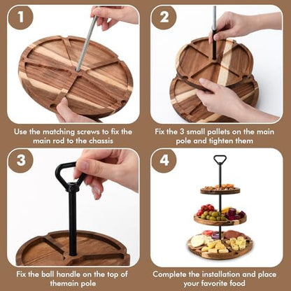 Elegant Charcuterie Boards Three Tiered Acacia Cheese Board and