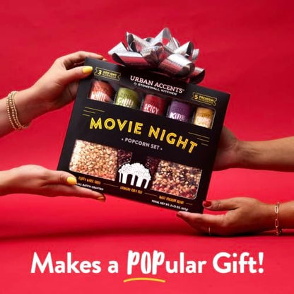 Urban Accents Movie Night Popcorn Gift Set, 3 Varieties & 5 Seasonings