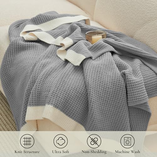 Amélie Home Chenille Throw Blanket, Soft Cozy Waffle Throw for Couch &