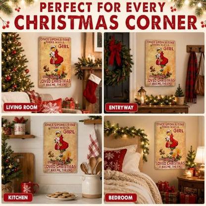 Joyline Women Girls Gifts Rustic Christmas Sign Just A Girl Who Loved