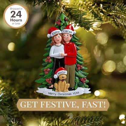 Personalized Couple with Dog Ornament 2026, Dog Parents with Tree