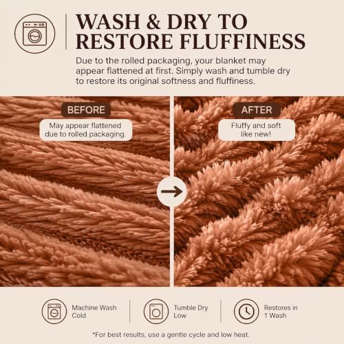 Rust Throw Blanket - Soft & Fluffy Fleece, Cute & Aesthetic, Perfect