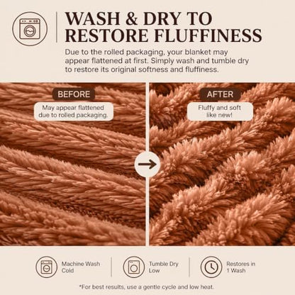 Rust Throw Blanket - Soft & Fluffy Fleece, Cute & Aesthetic, Perfect
