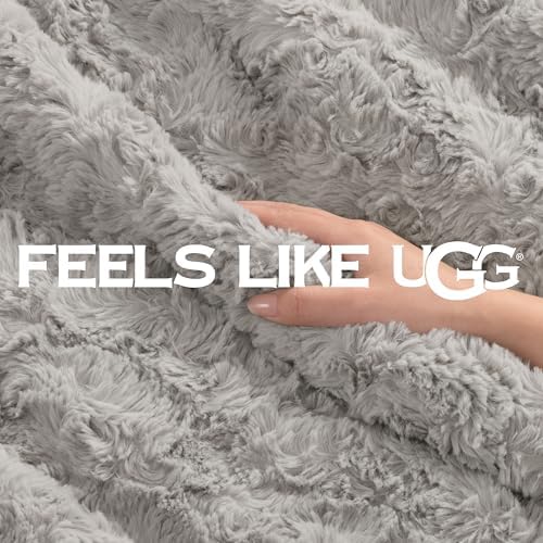 UGG Adalee Throw Blanket for Sofa, Faux Fur Blanket, 50" x 70", Seal