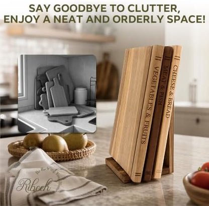 Book Shaped Cutting Board Set of 3, with Storage Stand for Kitchen