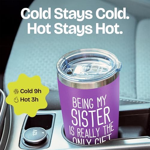 KLUBI Sister Gifts for Women - Purple Tumbler Coffee Mug - Being My