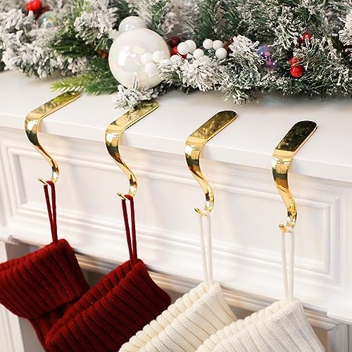 DOYOLLA Christmas Stocking Holders Xmas Fireplace Hanger Hooks Holiday