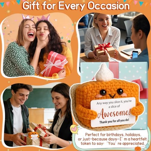 Crochet Pumpkin Pie – Fall Decor Handmade Knitted Mini Thank You Gift