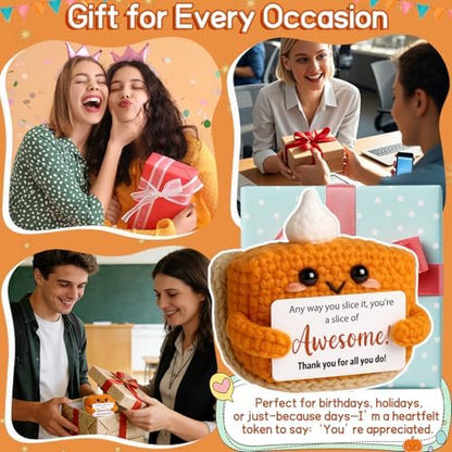 Crochet Pumpkin Pie – Fall Decor Handmade Knitted Mini Thank You Gift