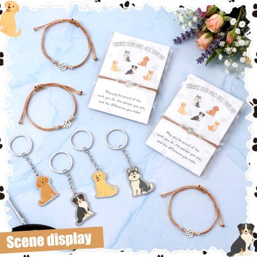 24 Sets Vet Tech Appreciation Gifts Bulk Dog Keychains and Paw