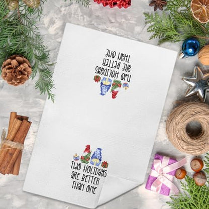 Christmas Hanukkah Gnome Kitchen Dish Towels, Hanukkah Gifts for Women