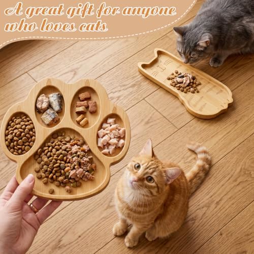 Sintuff 2 Pcs Cute Cat Paw Shaped Charcuterie Board, Bamboo Serving