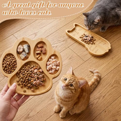 Sintuff 2 Pcs Cute Cat Paw Shaped Charcuterie Board, Bamboo Serving