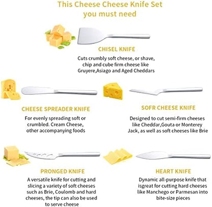 Berglander Cheese Knife Set of 5 for All Types of Cheese, Stainless