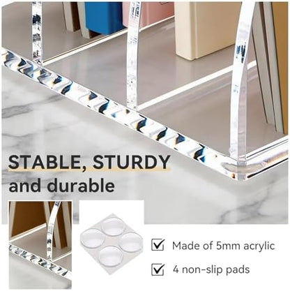 Acrylic Magazine File Holder,4 Vertical Compartments Desk Document