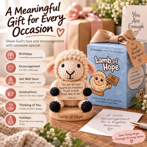 Lamb of Hope Crochet with 92 Bible Verse Signs - Christian Gifts for