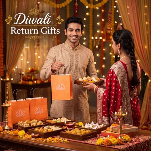 Novabright 10 Set Indian Return Gifts for Pooja Diwali Lotus Trays and