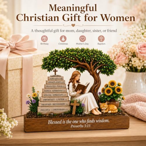 Christian Gifts for Women: "God Says I Am" Bible Verse Wooden Desk