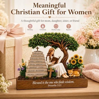 Christian Gifts for Women: "God Says I Am" Bible Verse Wooden Desk