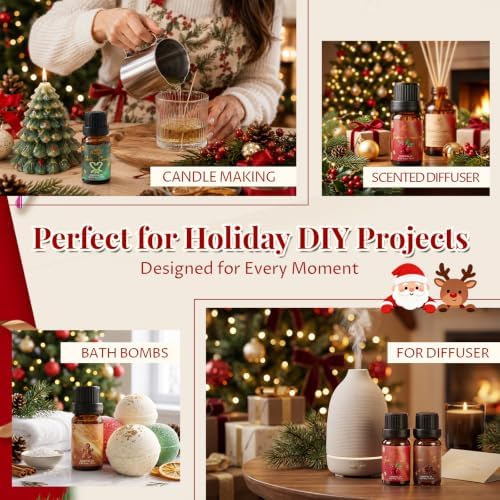 Auelife Christmas Essential Oils Set for Diffuser for Home, 6 * 10ml